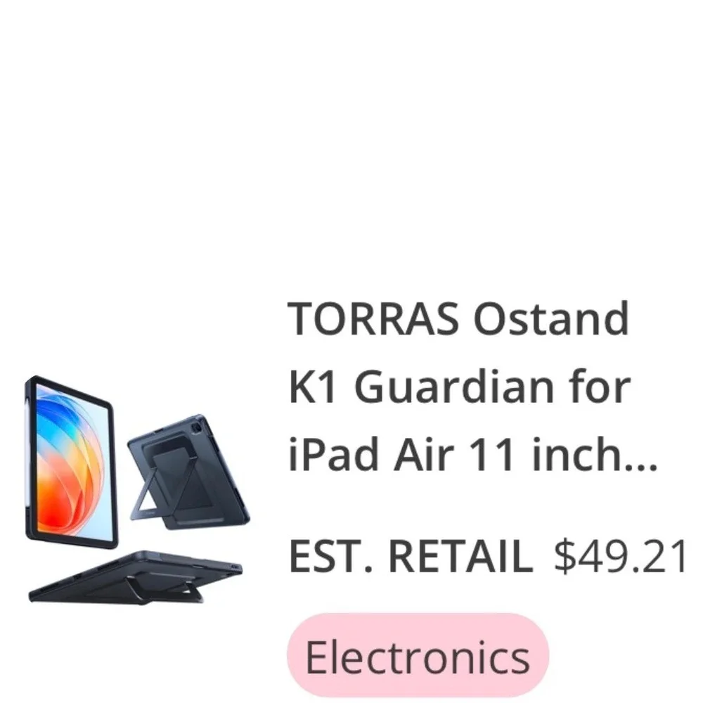 Torras iPad Air 11 inch M2 Case with Kickstand and Pencil Holder Black A4CA26